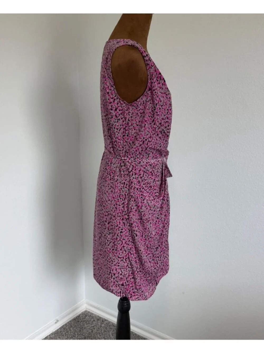 Armani Exchange Sleeveless Round Neck Faux Wrap Abstract Dress Women's Size 0